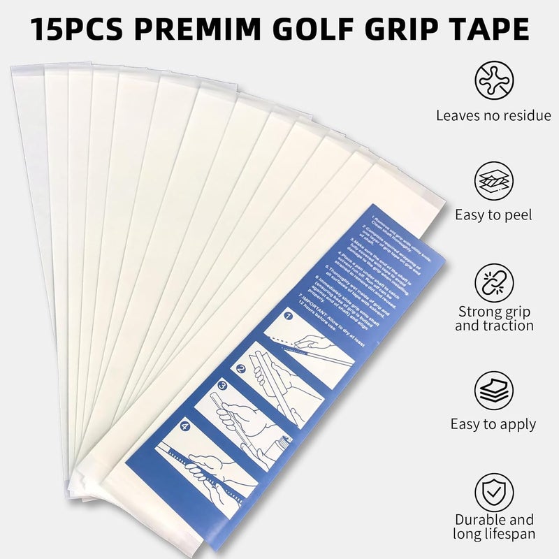 Crestgolf Professional Golf Grip Tape 1.2U Thick Adhesive, 2" x 10" Solvent Activated Double Sided Adhesive Strips for Regripping Golf Clubs - Image 2